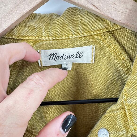 Madewell The Raglan Oversized Jean Jacket Garment Dyed Mustard Cropped Size S - Picture 4 of 8